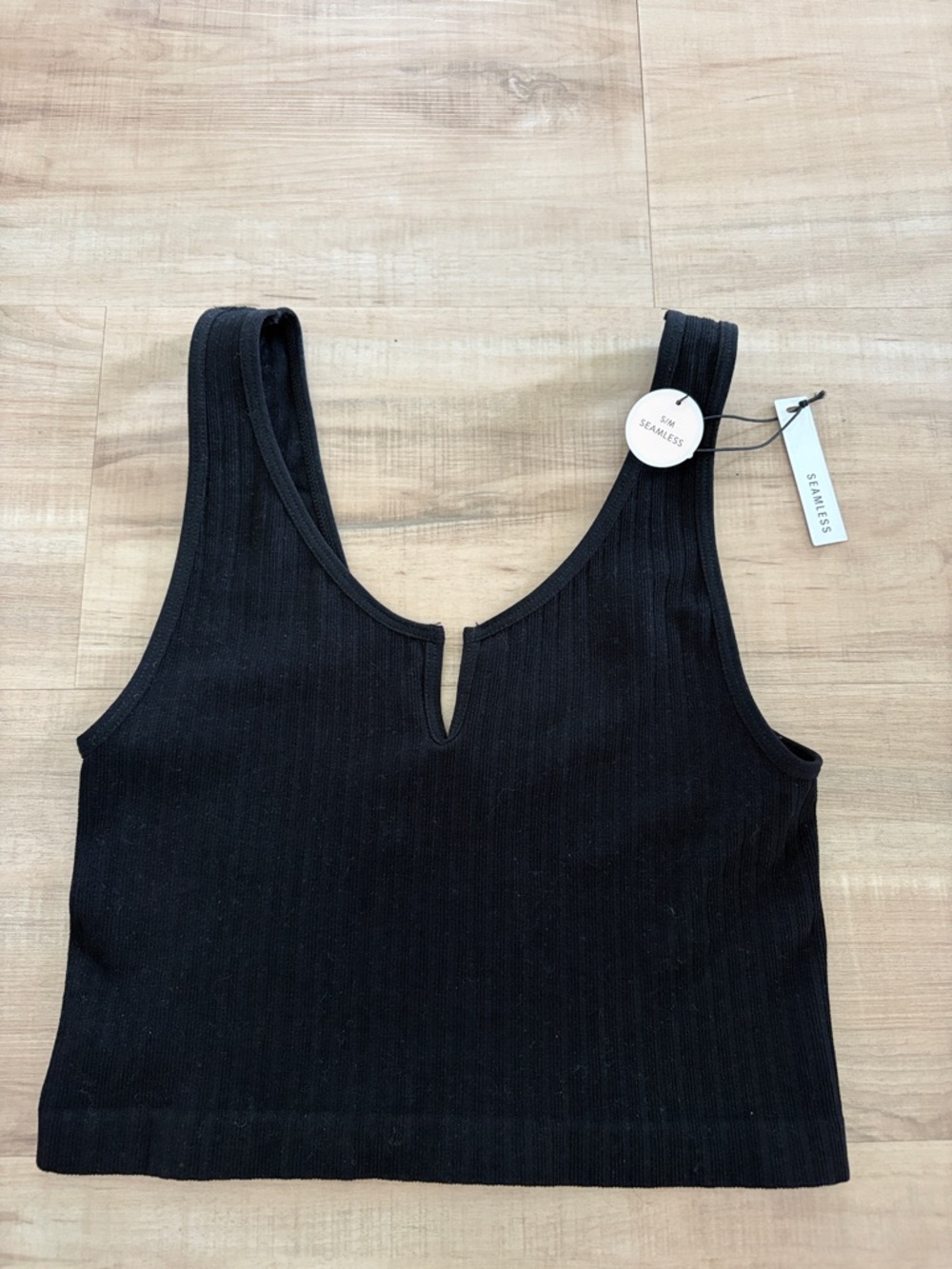 Forever 21 Black Ribbed V-Neck Crop Tank